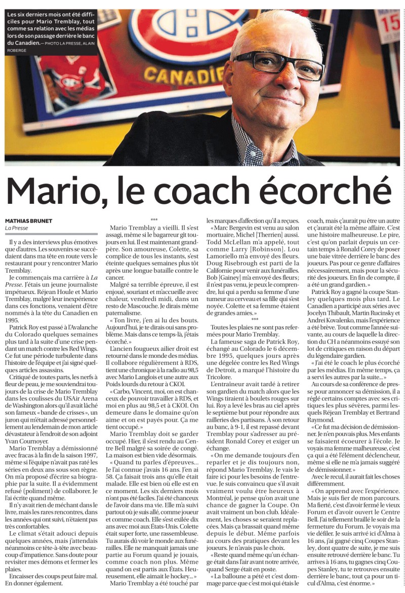 Mario Tremblay, le coach écorché