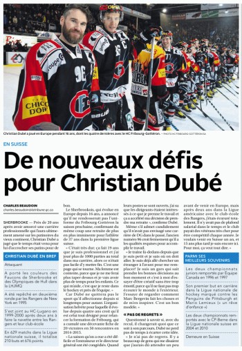Christian Dubé vu par le journal de sa ville natale