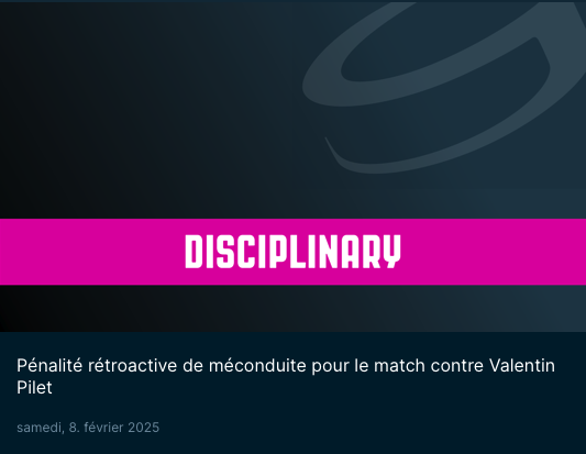 Rückwirkende Meconducting-Strafe für das Spiel gegen Valentin Pilet