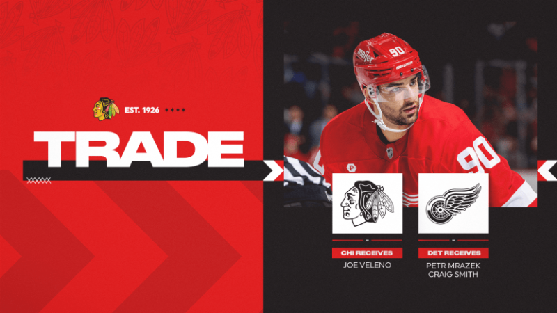 Joe Veleno rejoint les Blackhawks dans un échange avec Detroit
