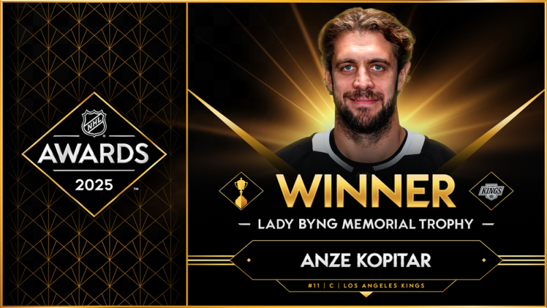 Anze Kopitar remporte son troisième trophée Lady Byng
