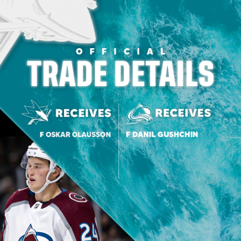 Échange entre les Sharks et l’Avalanche : Oskar Olausson arrive à San Jose