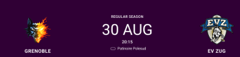 Aufstellung der Teams für das Spiel Grenoble vs Zug