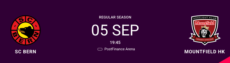 Aufstellung der Teams für das Spiel Bern vs. Mountfield HK