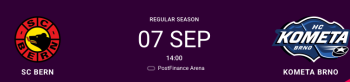 Aufstellung der Teams für das Spiel Bern vs. Kometa Brno