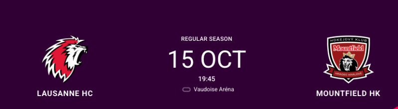 Formation des équipes pour le match Lausanne vs Mountfield