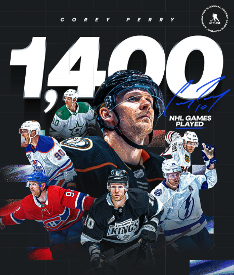 1'400 matchs en NHL pour Corey Perry