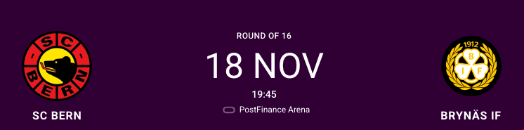 CHL: Aufstellung der Teams für das Spiel Bern vs. Brynäs