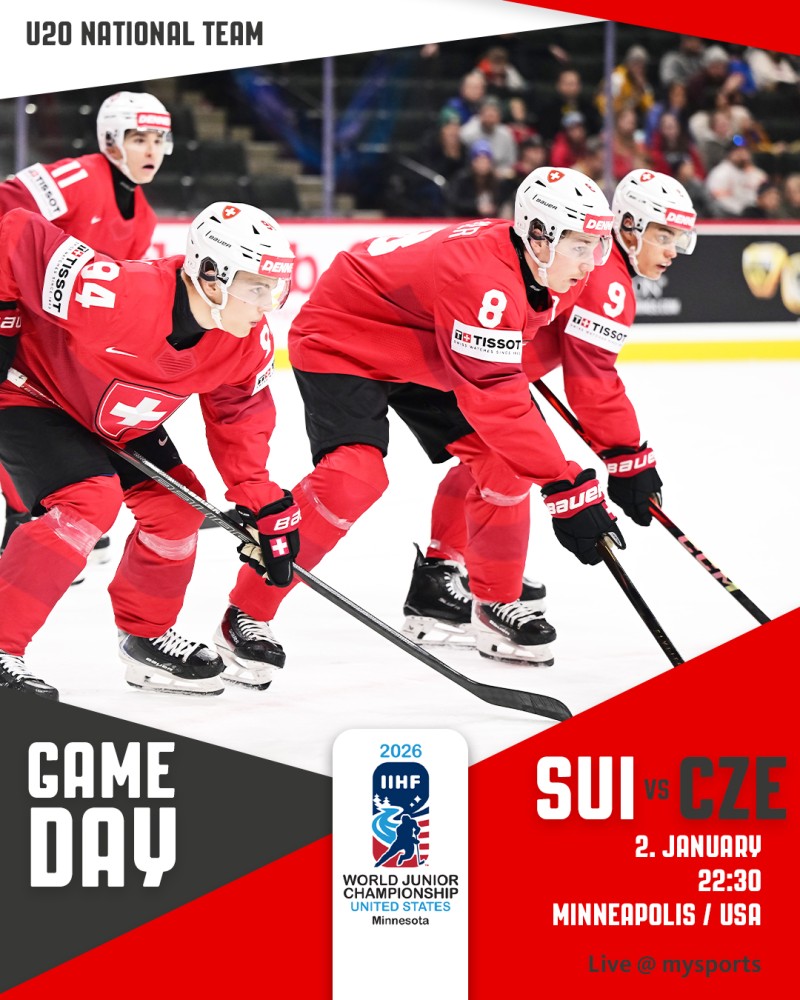 Junioren-Weltmeisterschaft: Aufstellung der Teams für das Spiel Schweiz vs. Tschechien