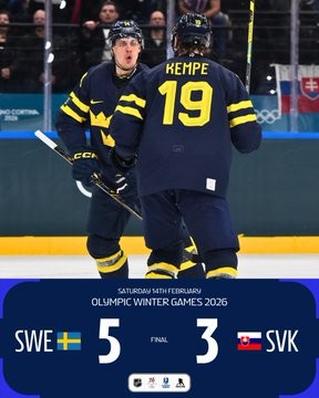 Pettersson brille et la Suède s’impose 5-3 contre la Slovaquie à Milan